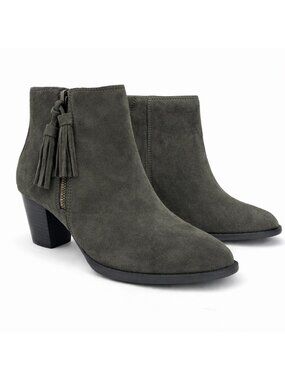 Vionic Madeline Supportive Olive Suede Leather Ankle Bootie Womens 11 EU 43